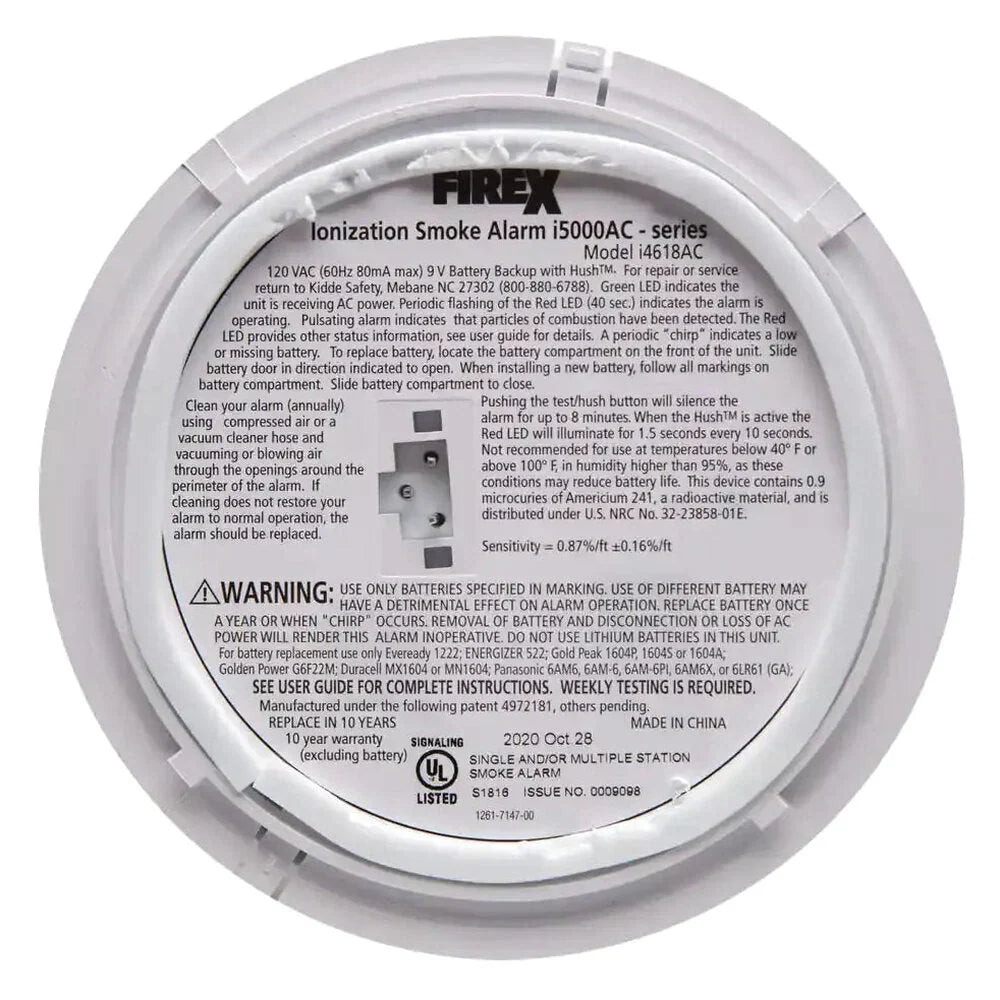 Kidde Firex Hardwired Ionization Smoke Detectors With Battery Backup, 4-Pack - i4618