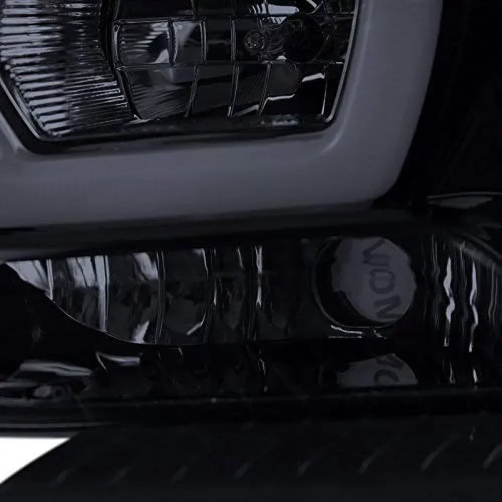 DRL LED Light Bar Projector Headlights, 1 Pair, Gloss Black Housing, Smoke Lens - 2011-2014 Dodge Charger