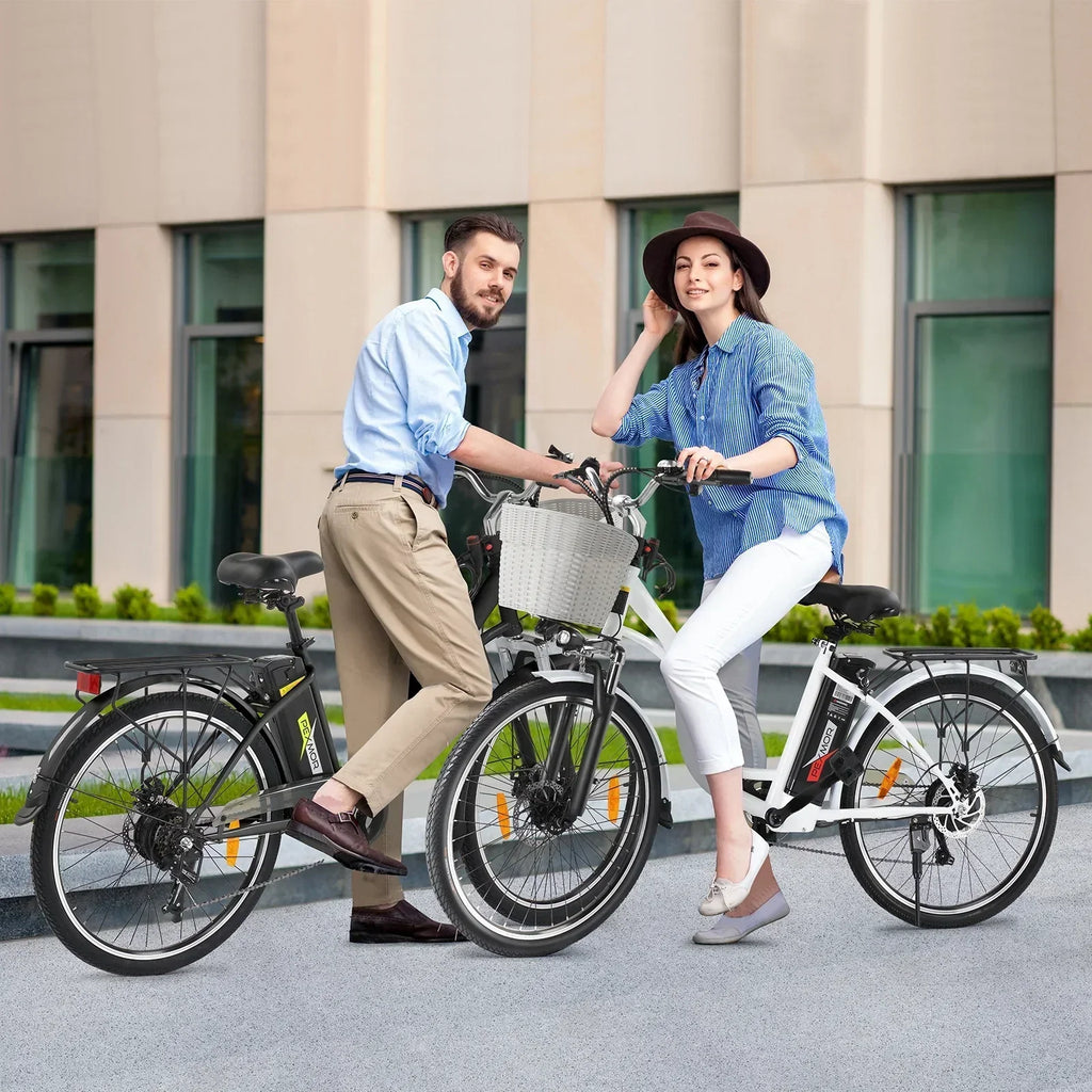 PEXMOR Adult Electric Bike 350W Peak 500W 36V 12.5AH 26in Cruiser