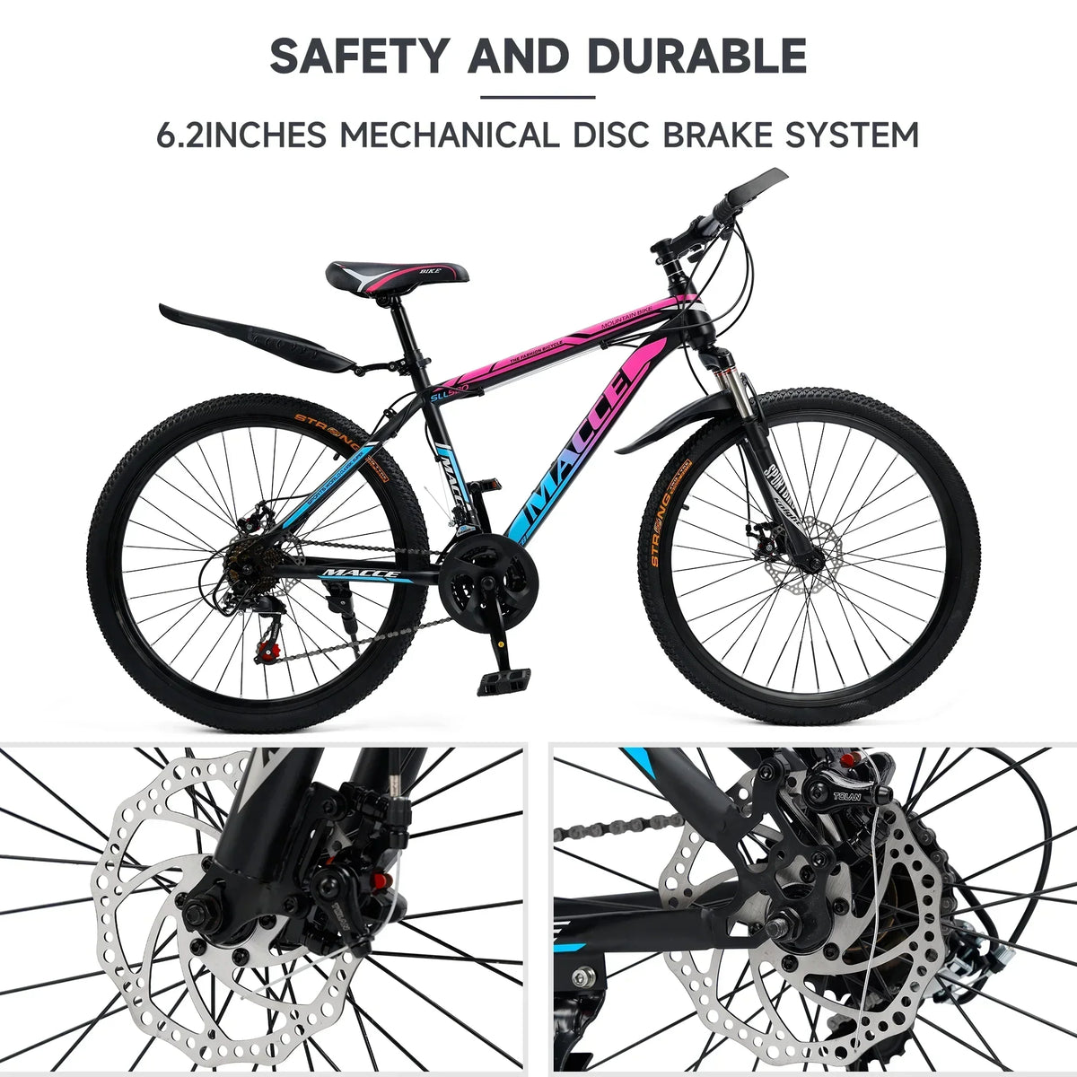 ARTUDATECH 24/26/27.5 Inch Mountain Bike, 24 Speeds, V/Disc Brakes, High-Carbon Steel Frame - Trailblazer