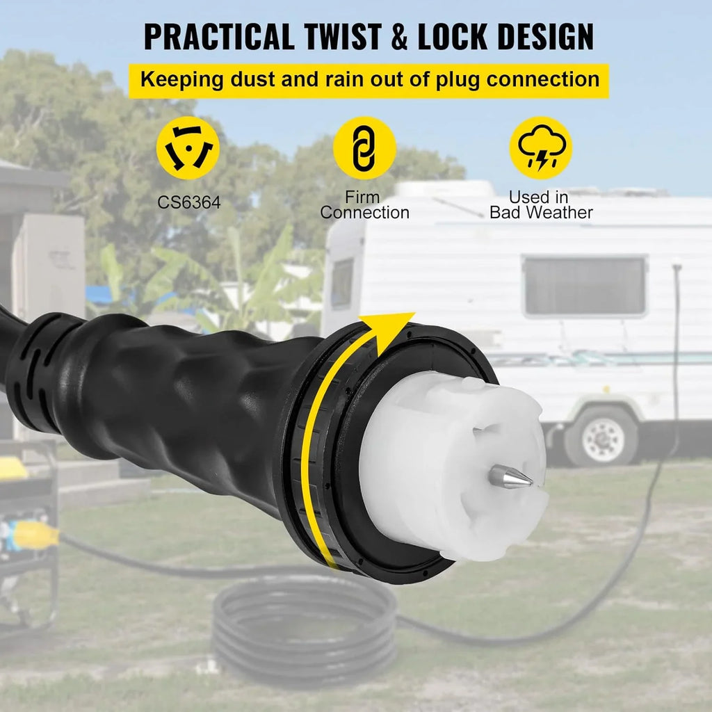 VEVOR Generator Extension Cord 50 ft 50 Amp STW 125V 250V 12500W N14-50P SS2-50R CS6364 - 45446 + 45505