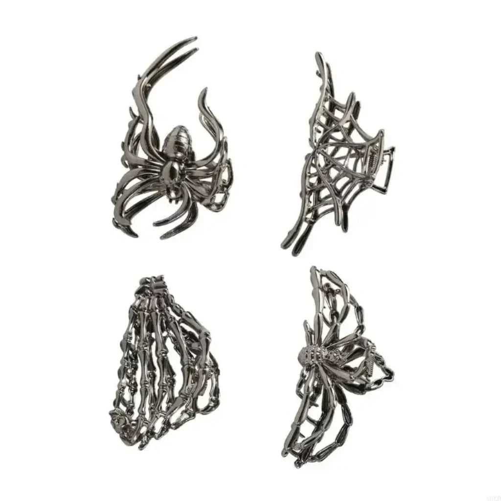 4-Piece Halloween Spider and Bat Hair Clip Set