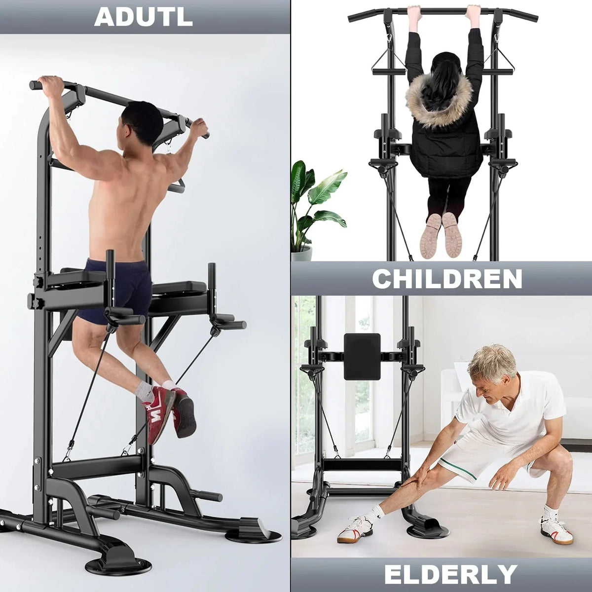 Tappio Power Tower Dip Bar Station Pull Up Bar Stand With Backrest, 400lb Capacity