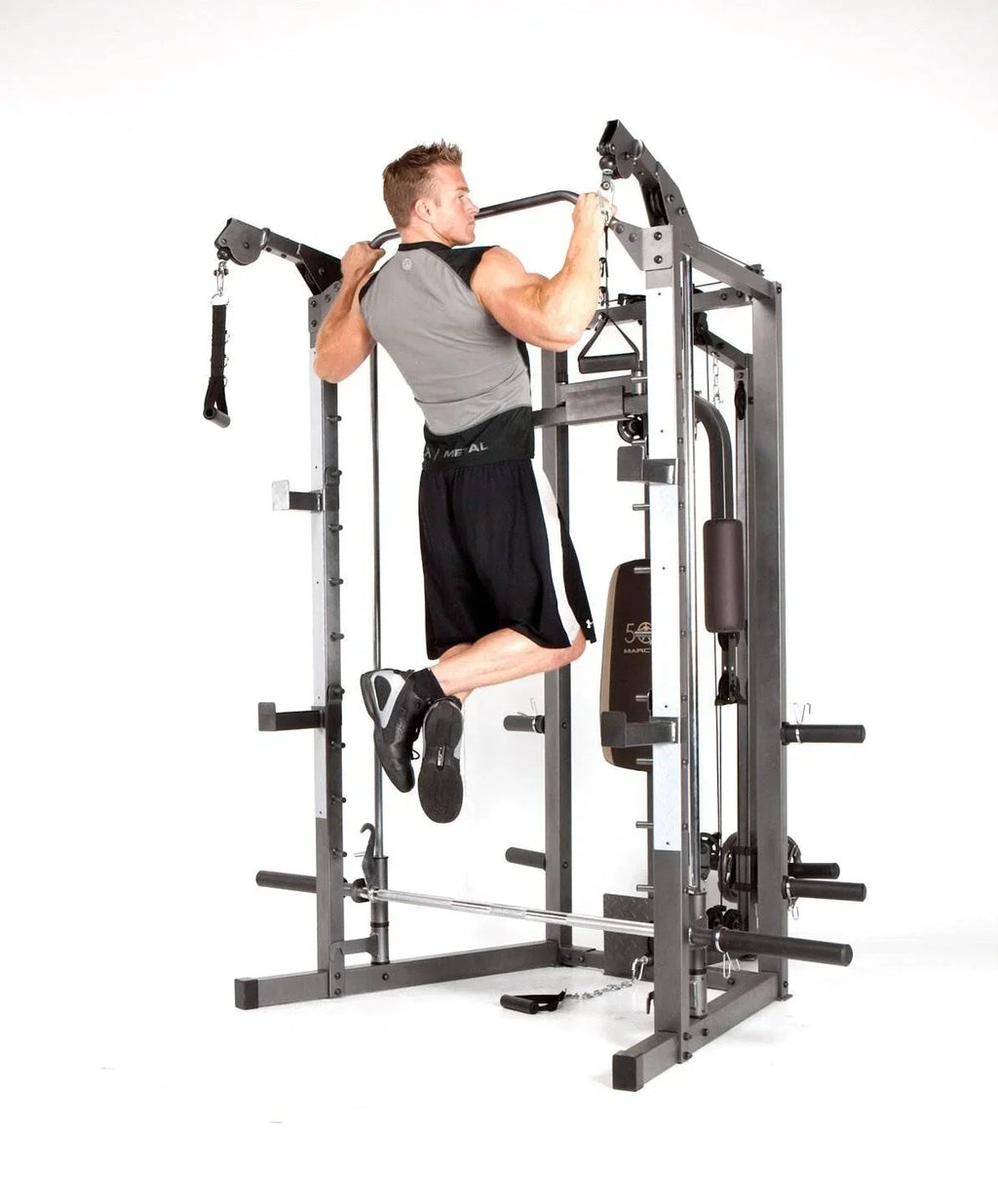 Marcy Full Body Home Exercise Gym, Gray/Brown, 98 x 59 x 82 Inches