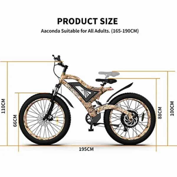 Aostirmotor Electric Mountain Bike, 1500W, 26 Inch Fat Tires, 48V 15Ah Battery, Aluminum Frame