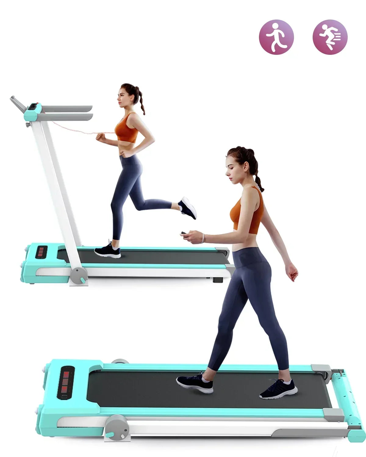 FYC 2-in-1 Under Desk Treadmill, 2.5HP, 41.3 x 15.6 inch, 265 Lbs Capacity, Green