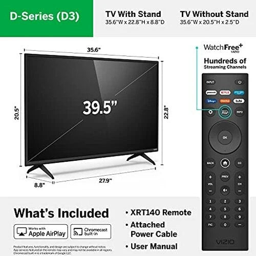 VIZIO 40-Inch D-Series Full HD 1080p Smart TV With AMD FreeSync Apple AirPlay - D40F-J09