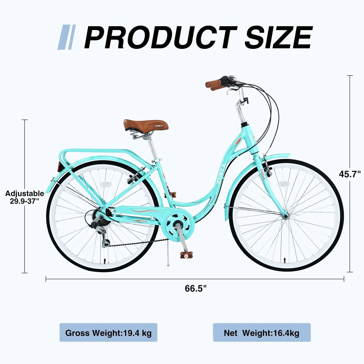 Pregoods Shop 26 Inch Women's Cruiser Bicycle, Shimano 7 Speed, Green