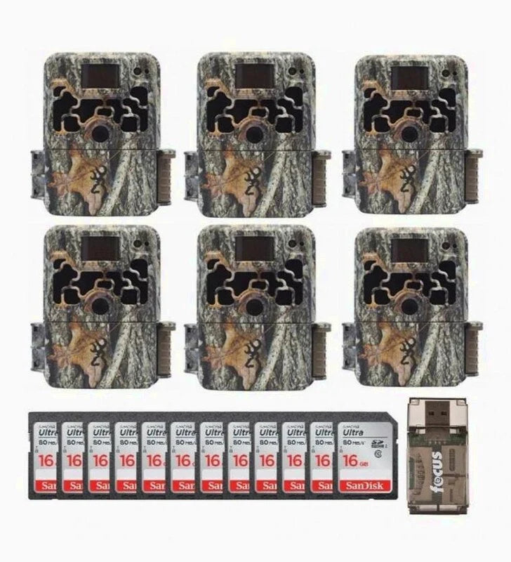 Browning Dark Ops Extreme Trail Camera Bundle, 16MP, HD Video, Camouflage, 6-Pack With 16GB SD Cards