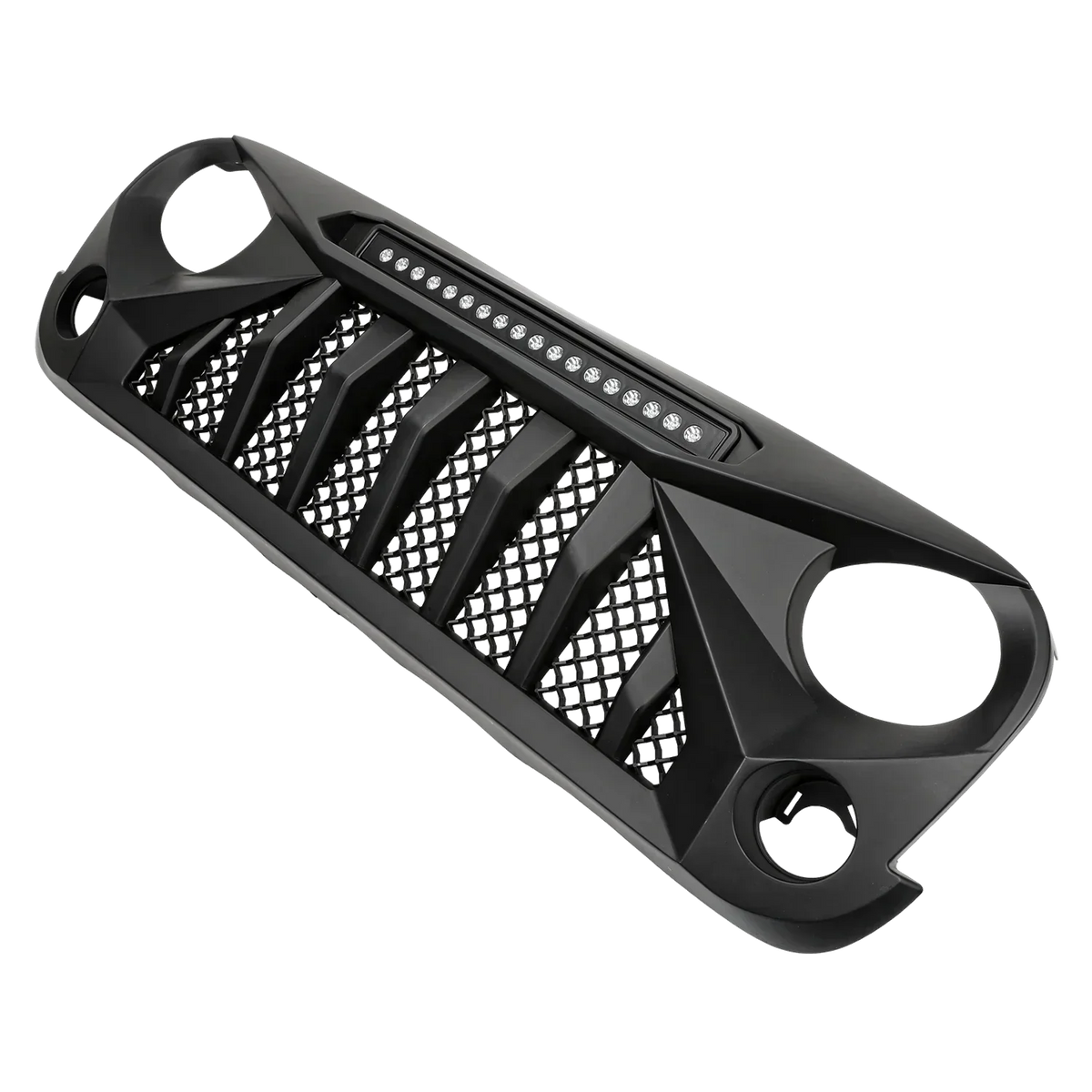 Black Front Grille With LED Off-Road Lights For 07-18 Jeep Wrangler JK - Mars Grille