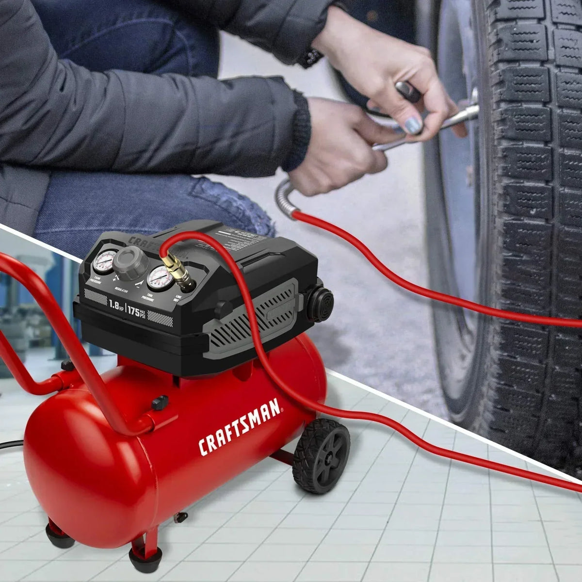 CRAFTSMAN Hard Air Compressor, 10 Gallon, 1.8 HP, 175 PSI, 4.0 CFM @ 90 PSI - CMXECXA0201041
