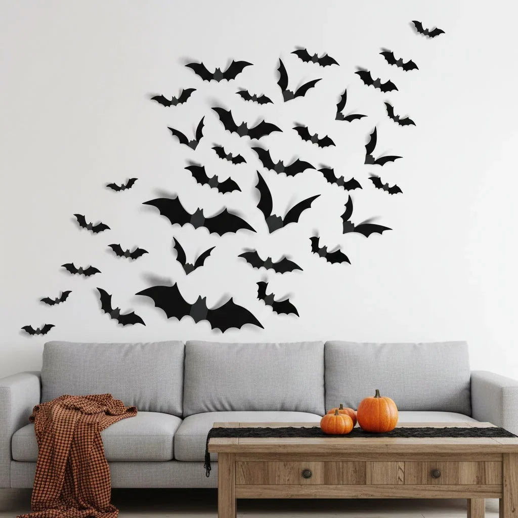 Halloween Decoration 3D Bat Wall Stickers Party Set