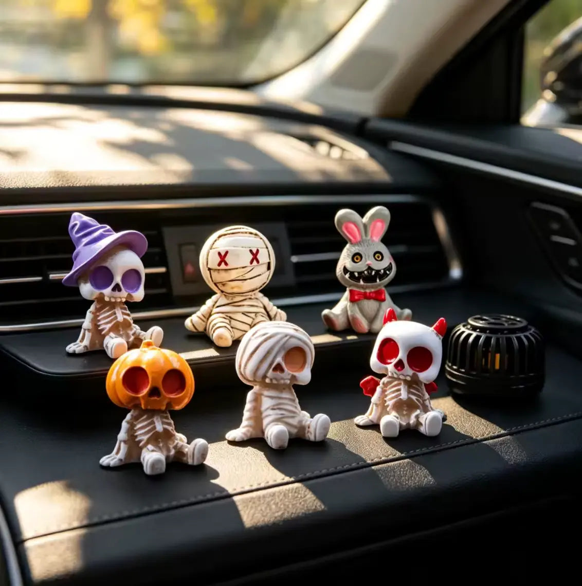 BoneyBunch™ Mini Skeleton Figurine Set - 6-Piece Halloween Resin Statues