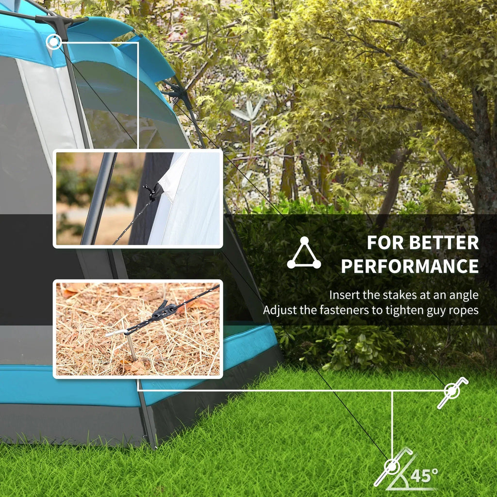 Outsunny 12' x 12' 8 Person Screen House Tent With Carry Bag And 4 Mesh Walls - Sky Blue