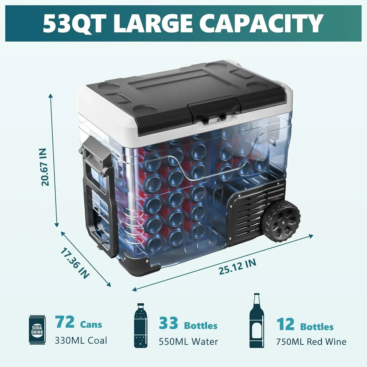 EUHOMY 37 Qt Portable Electric Refrigerator Freezer, 35 Liters, Black.Gray - CFB-35