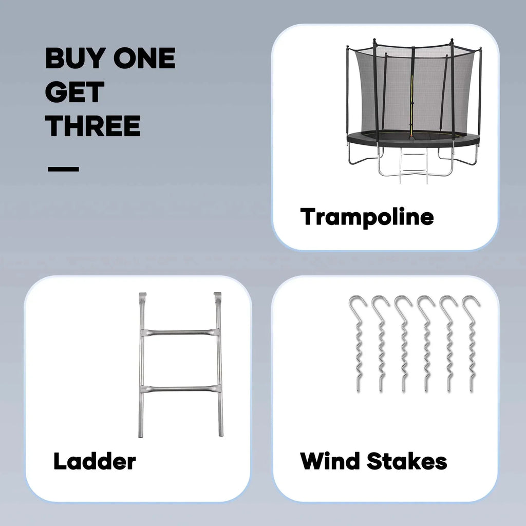 Maxkare 8 Ft Trampoline With Enclosure And Ladder, 264 LBS Capacity