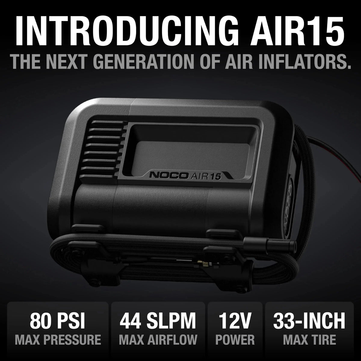 NOCO 15A 12V Portable Tire Inflator, 80 PSI - AIR15