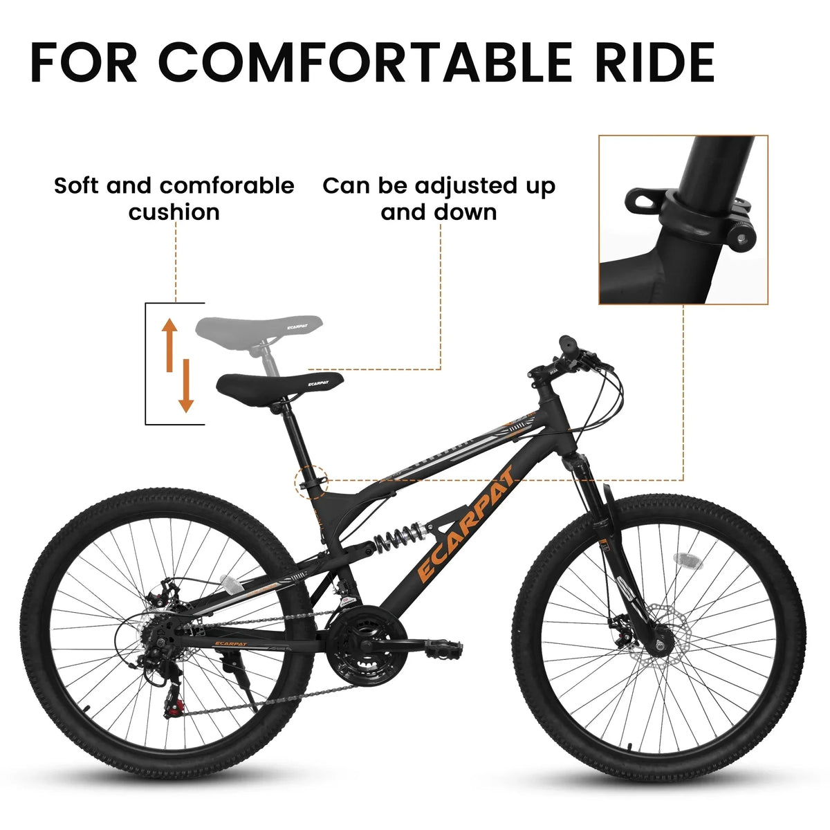 26 Inch Full-Suspension Mountain Bike, 21-Speed, 26x16 Inch Carbon Steel Frame