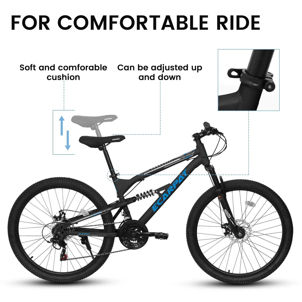 26 Inch Full-Suspension Mountain Bike, 21-Speed, 26x16 Inch Carbon Steel Frame
