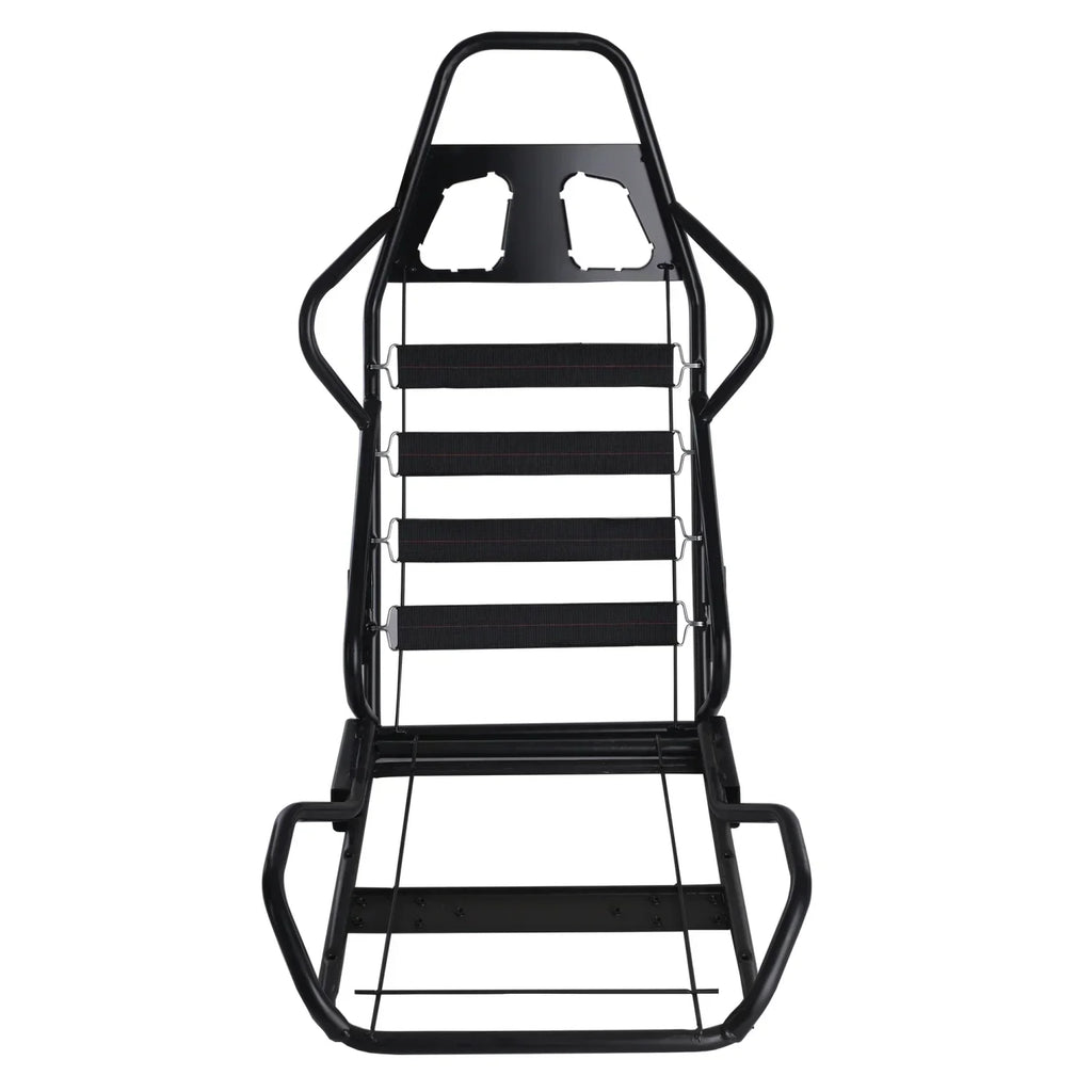 Racing Seats With Double Slider, PVC And Suade Material, Black - Set Of 2 Pieces