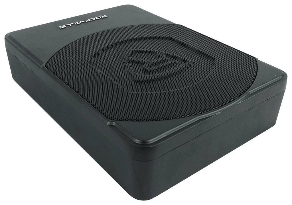 Rockville Slim Under-Seat Powered Car Subwoofer And Amp Installation Kit, 10in 800W - SS10P/RWK81