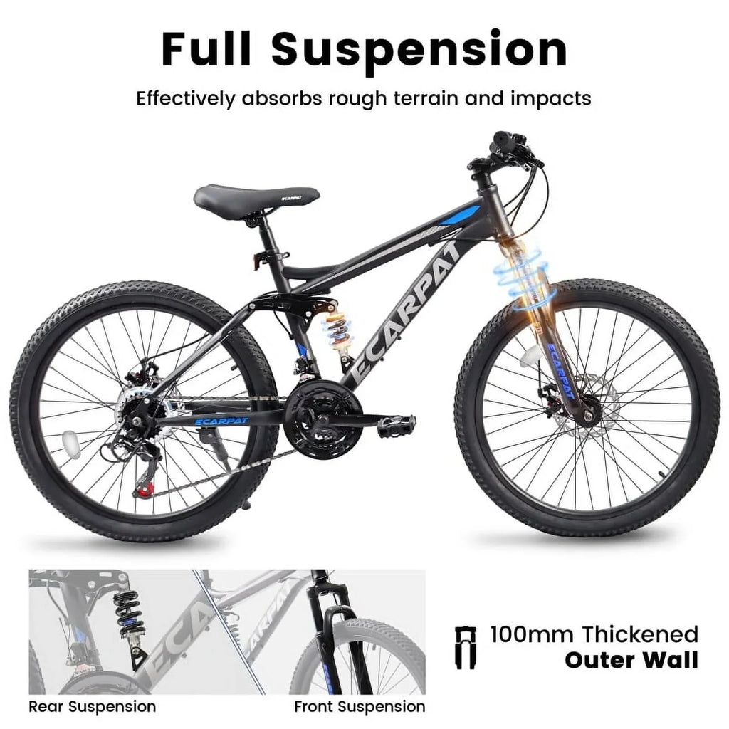 27.5 Inch Full Suspension Mountain Bike With Front And Rear Dual Shock Absorbers, Mechanical Disc Brakes, 21-Speed - A2760
