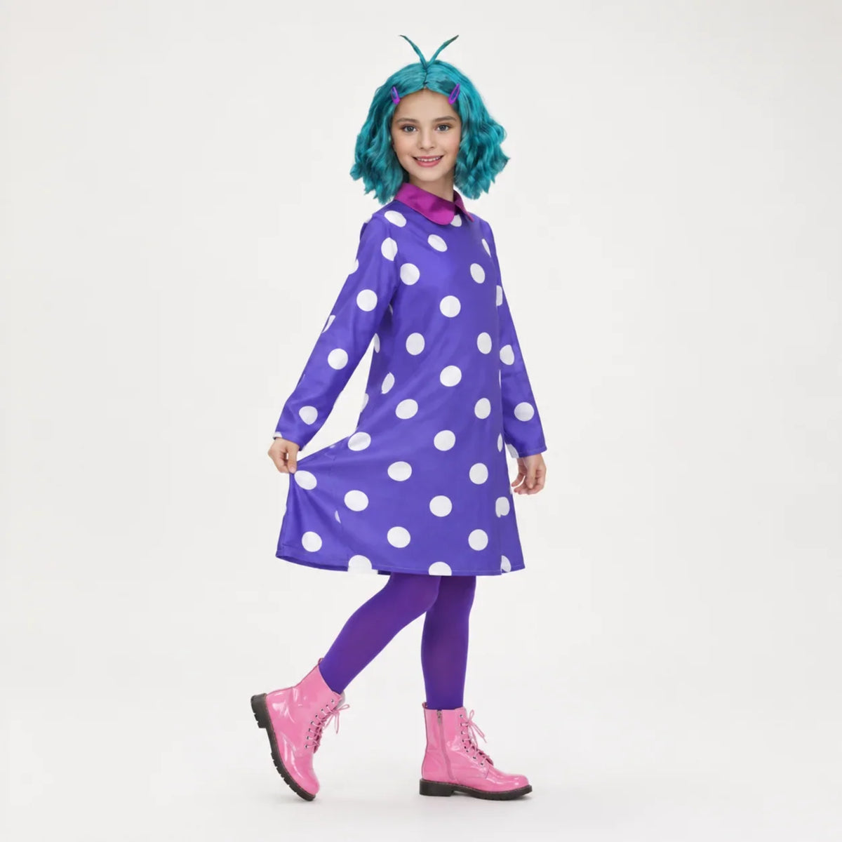 Halloween Costume Polka Dot Dress Wig Cosplay Outfit