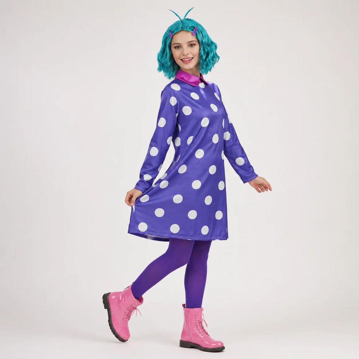 Halloween Costume Polka Dot Dress Wig Cosplay Outfit