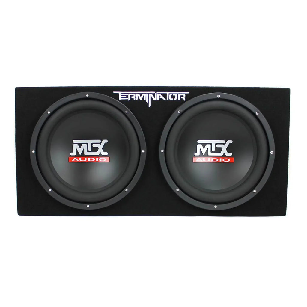 MTX Dual 12in Loaded Car Subwoofer Enclosure With Amplifier And Amp Kit - TNP212D2