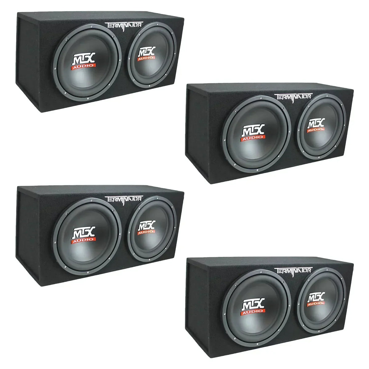 MTX Dual Loaded Subwoofer Enclosure, 12-Inch, 1200-Watt, 4 Pack - TNE212D