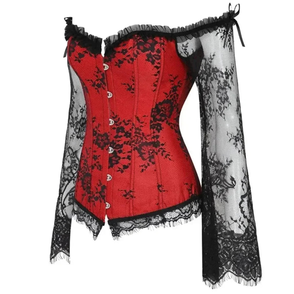 Halloween Costumes Womens Gothic Corset Lace Sleeve Outfit