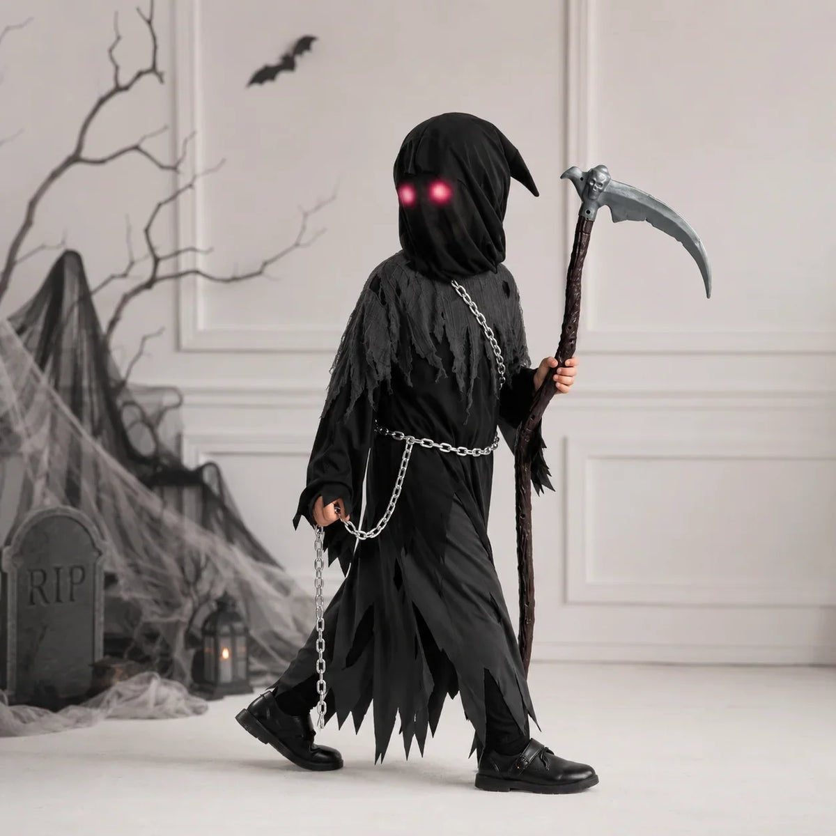 Halloween Costumes Grim Reaper Hooded Robe Set