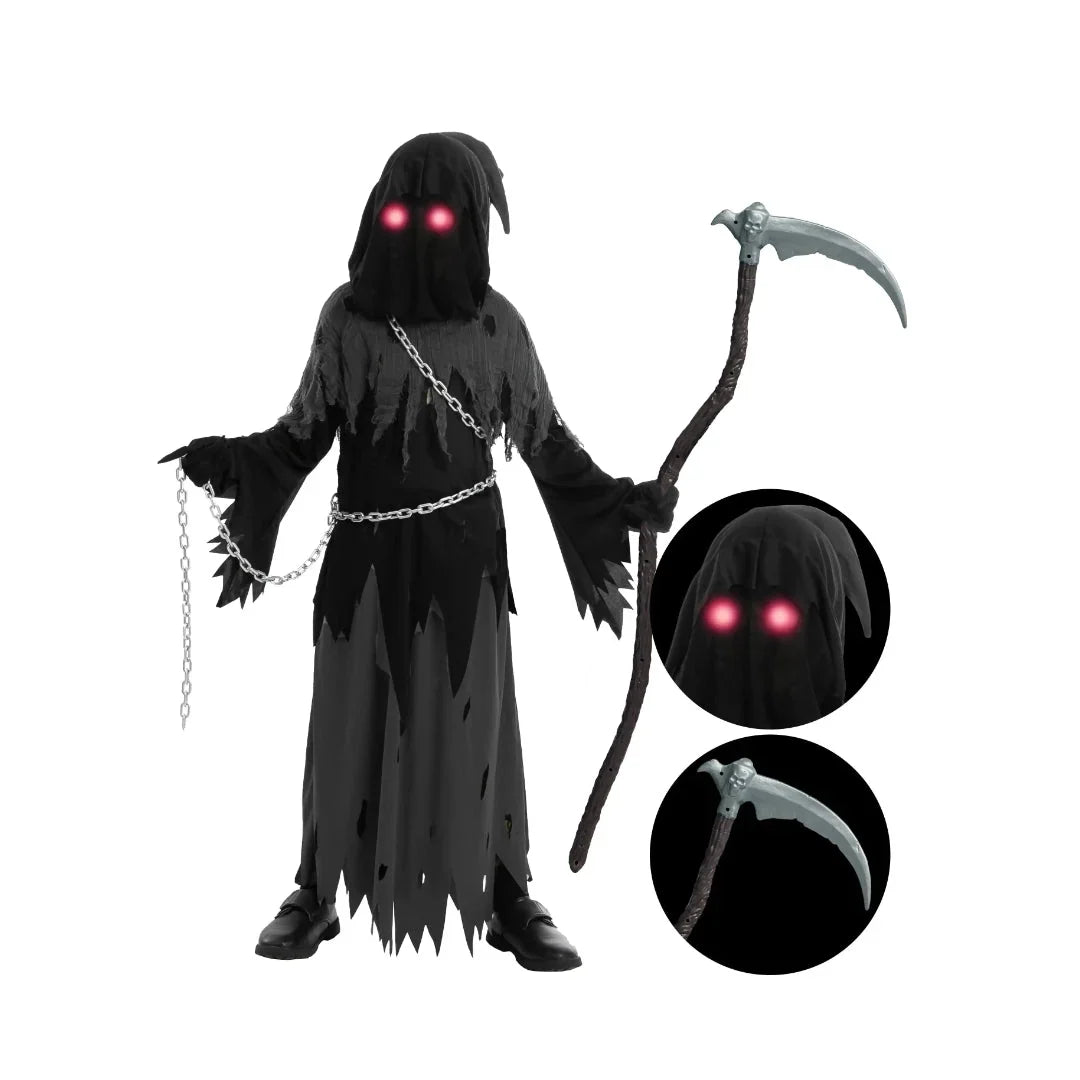 Halloween Costumes Grim Reaper Hooded Robe Set